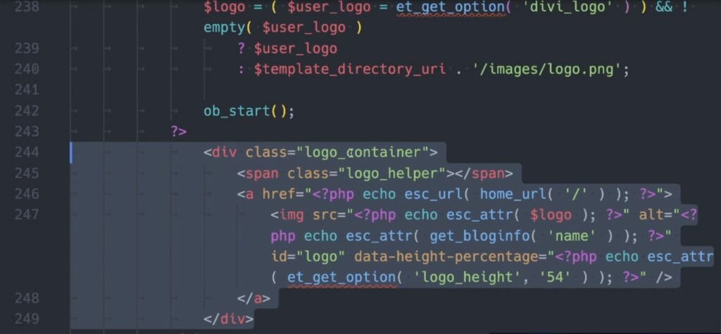 Code Block des logo_container in der header.php