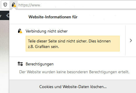 Browser-Warnung: Verbindung nicht sicher