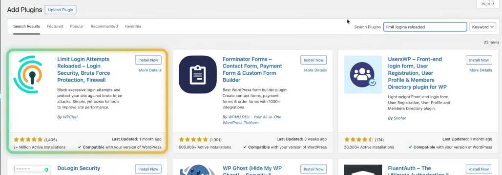 Limit Login Attempts Reloaded im WordPress Plugin Store